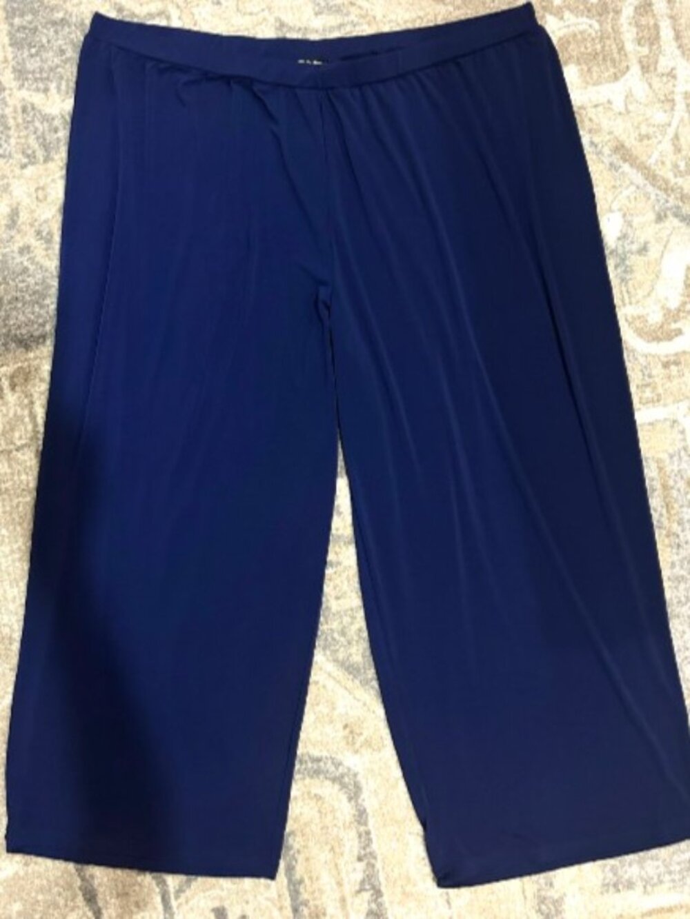 Ulla Popken Wide Leg Elastic Slinky Knit Pants Plus 3X Blue Women's 28/30 Short
